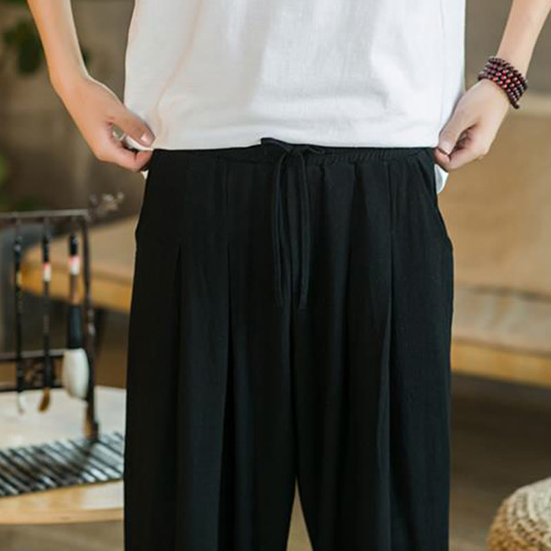 Pantaloni affusolati da uomo in cotone e lino con tasche , Buddha Stones Summer Plain - image 27