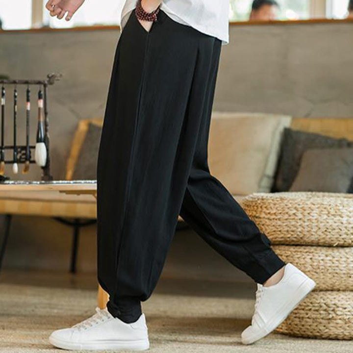 Pantaloni affusolati da uomo in cotone e lino con tasche , Buddha Stones Summer Plain - image 19