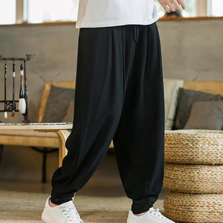 Pantaloni affusolati da uomo in cotone e lino con tasche , Buddha Stones Summer Plain - image 25