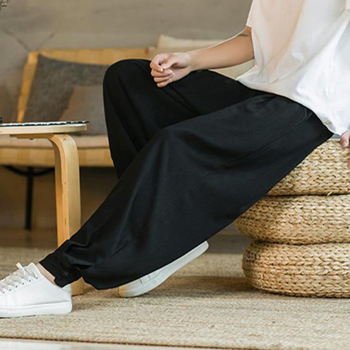 Pantaloni affusolati da uomo in cotone e lino con tasche , Buddha Stones Summer Plain - image 22
