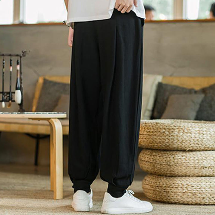 Pantaloni affusolati da uomo in cotone e lino con tasche , Buddha Stones Summer Plain - image 20