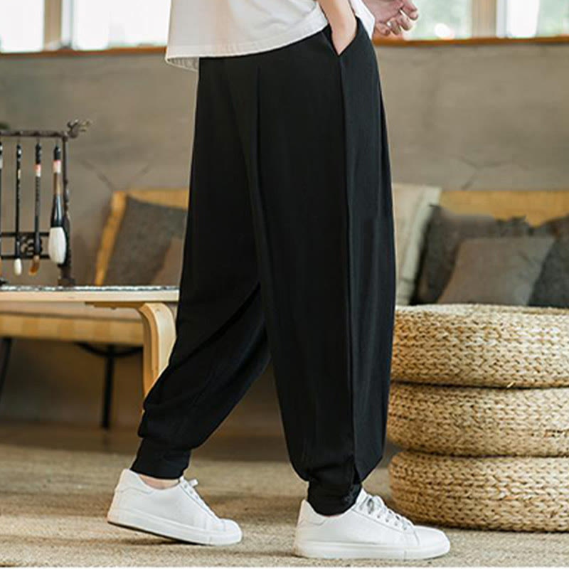 Pantaloni affusolati da uomo in cotone e lino con tasche , Buddha Stones Summer Plain - image 21