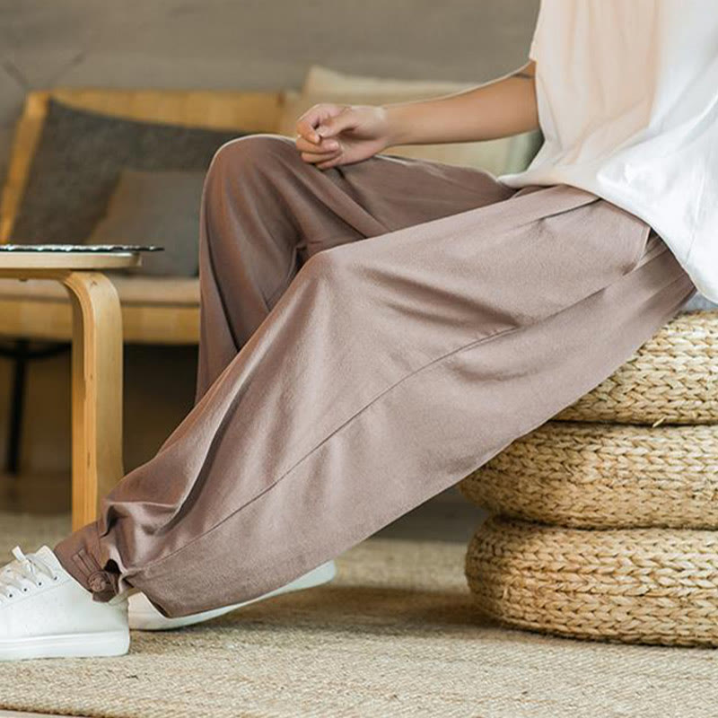 Pantaloni affusolati da uomo in cotone e lino con tasche , Buddha Stones Summer Plain - image 14