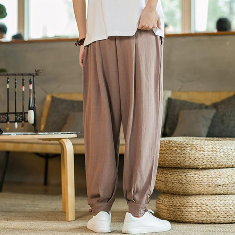 Pantaloni affusolati da uomo in cotone e lino con tasche , Buddha Stones Summer Plain - image 12