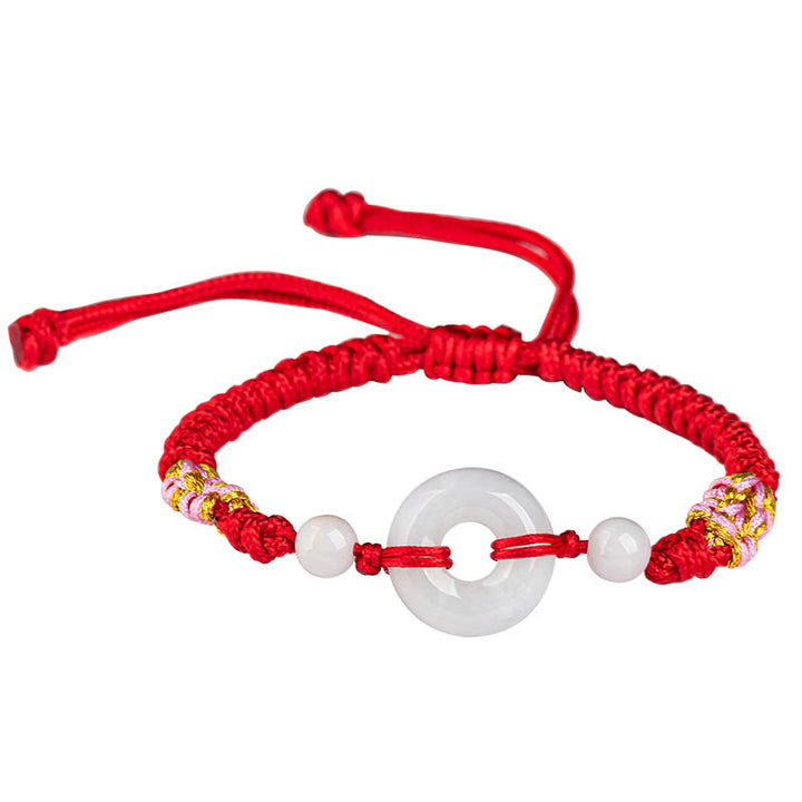 Braccialetto di corda rossa Buddha Stones Jade Luck Abbondanza
