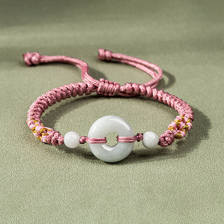 Braccialetto di corda rossa Buddha Stones Jade Luck Abbondanza