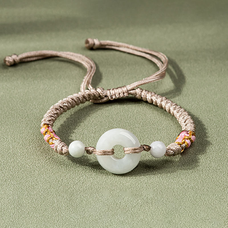 Braccialetto di corda rossa Buddha Stones Jade Luck Abbondanza