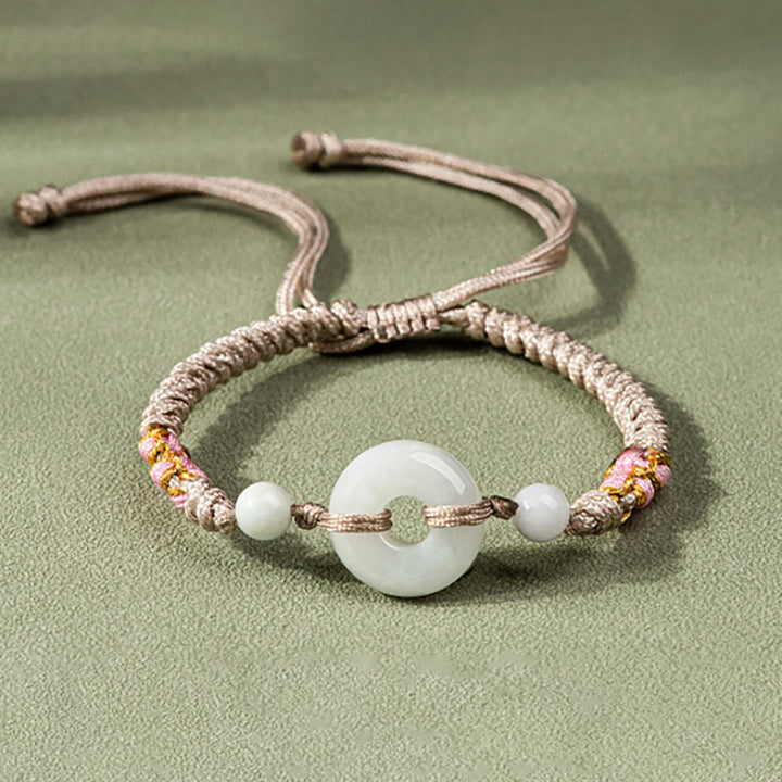 Braccialetto di corda rossa Buddha Stones Jade Luck Abbondanza