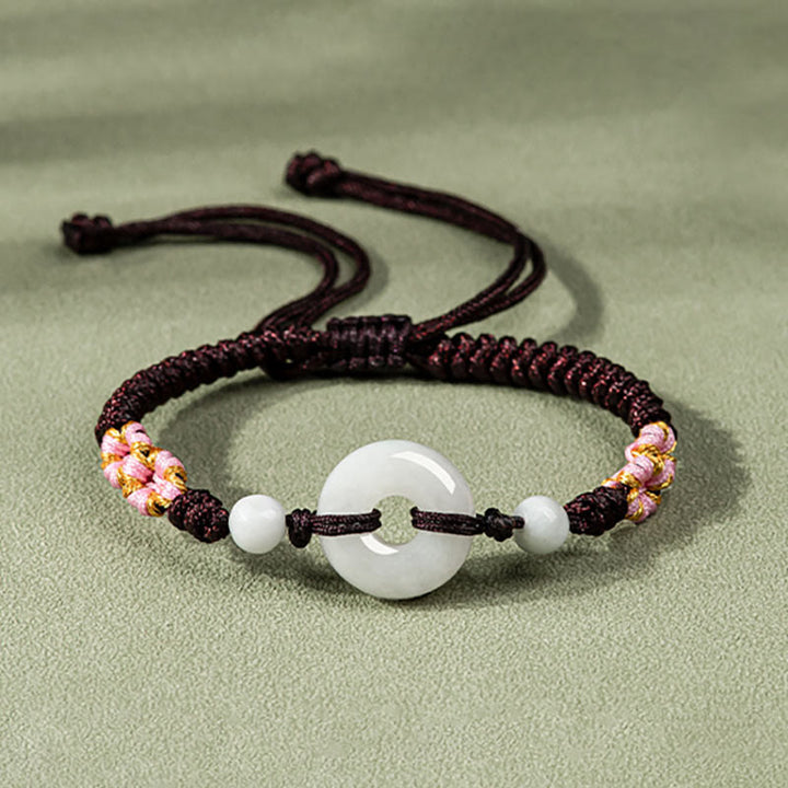 Braccialetto di corda rossa Buddha Stones Jade Luck Abbondanza