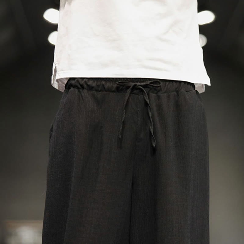Pantaloni corti da uomo in cotone e lino con tasche Buddha Stones Summer Solid - image 34