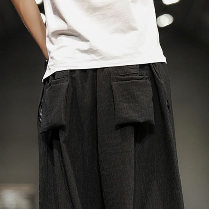 Pantaloni corti da uomo in cotone e lino con tasche Buddha Stones Summer Solid - image 35