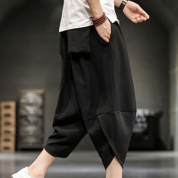 Pantaloni corti da uomo in cotone e lino con tasche Buddha Stones Summer Solid - image 28