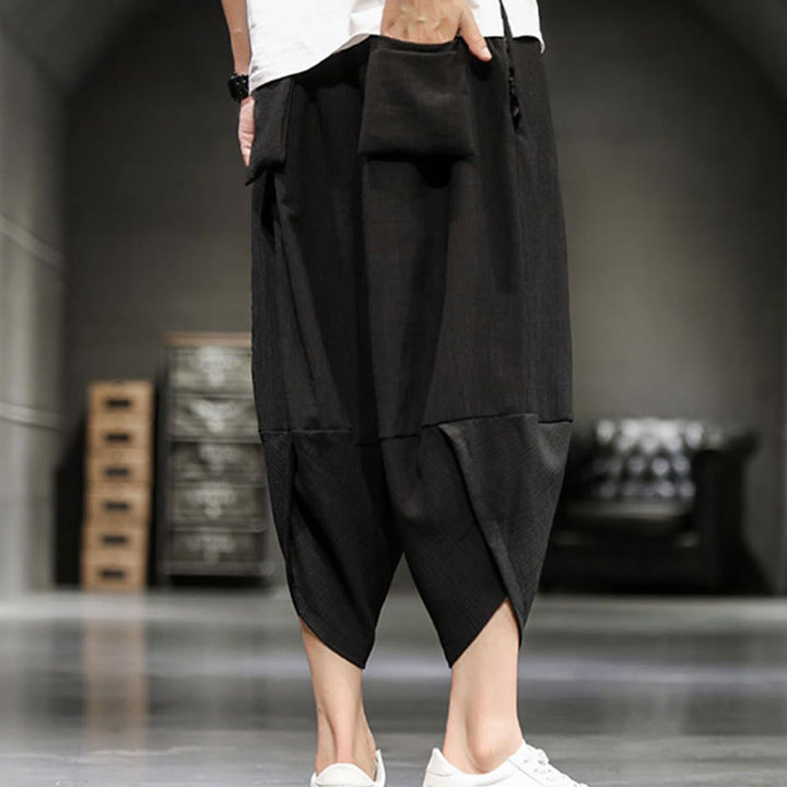 Pantaloni corti da uomo in cotone e lino con tasche Buddha Stones Summer Solid - image 27