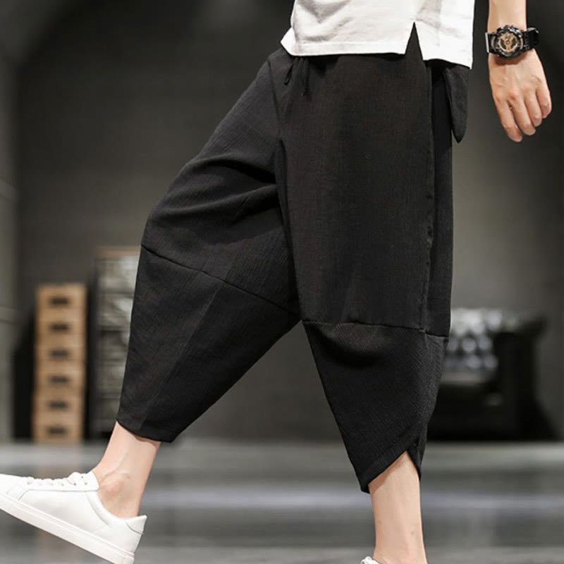 Pantaloni corti da uomo in cotone e lino con tasche Buddha Stones Summer Solid - image 32