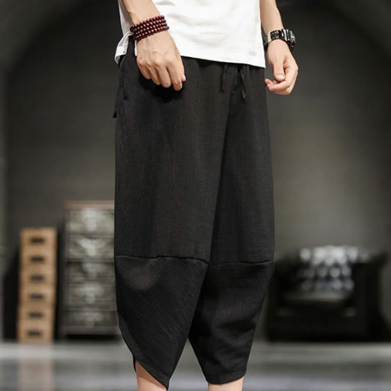 Pantaloni corti da uomo in cotone e lino con tasche Buddha Stones Summer Solid - image 26