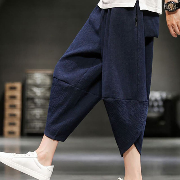 Pantaloni corti da uomo in cotone e lino con tasche Buddha Stones Summer Solid - image 23