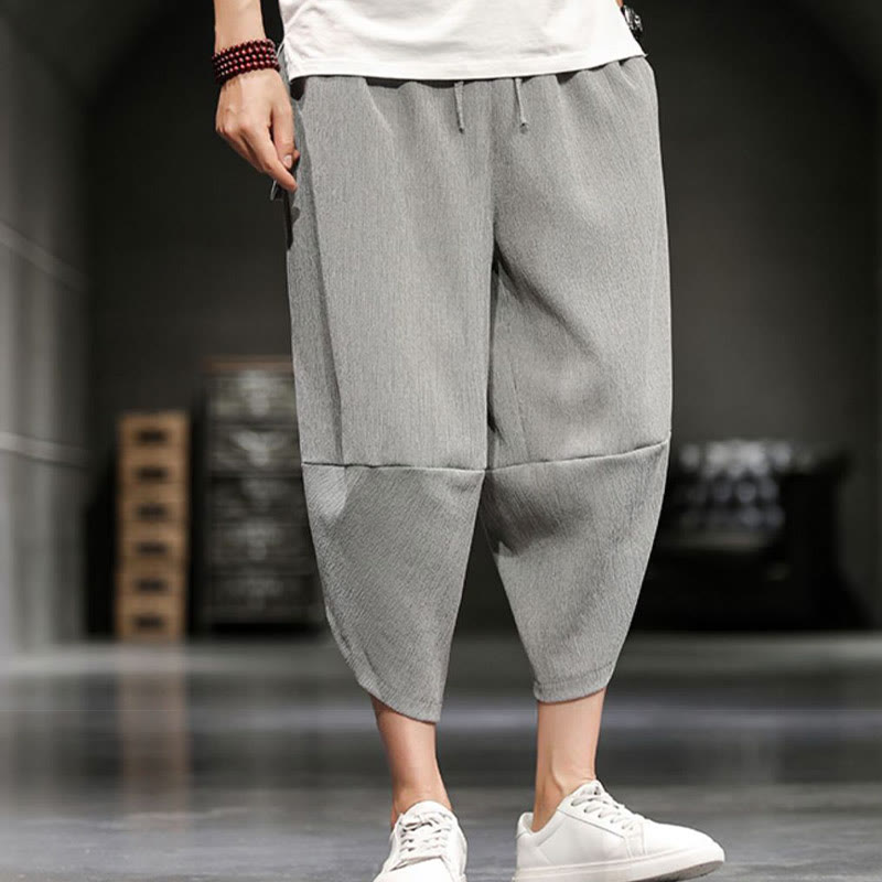 Pantaloni corti da uomo in cotone e lino con tasche Buddha Stones Summer Solid - image 2