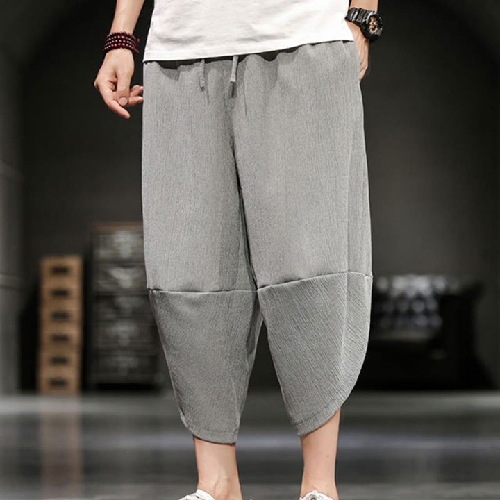 Pantaloni corti da uomo in cotone e lino con tasche Buddha Stones Summer Solid - image 7