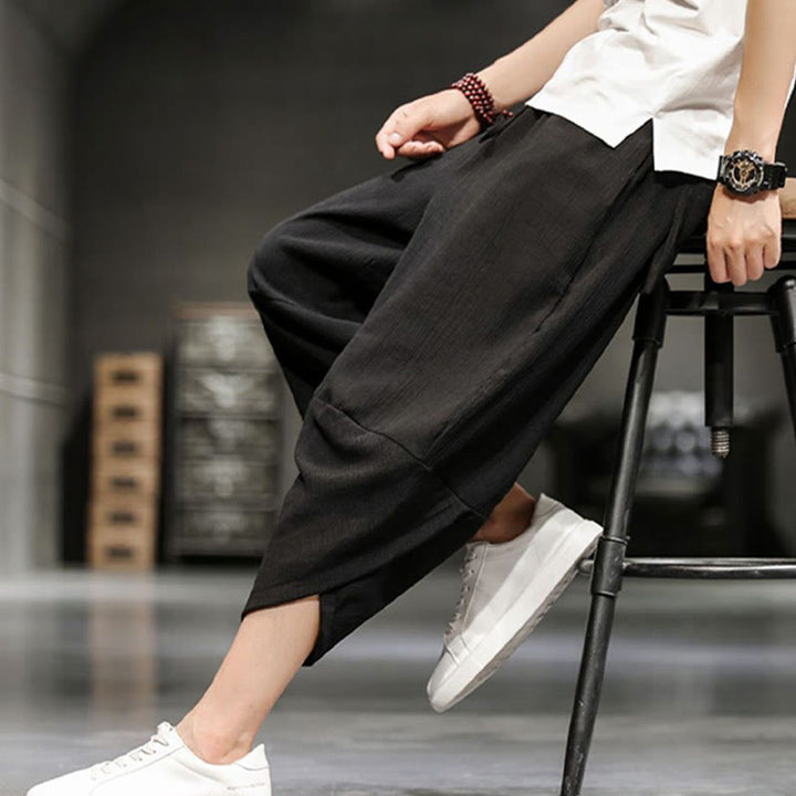 Pantaloni corti da uomo in cotone e lino con tasche Buddha Stones Summer Solid - image 28