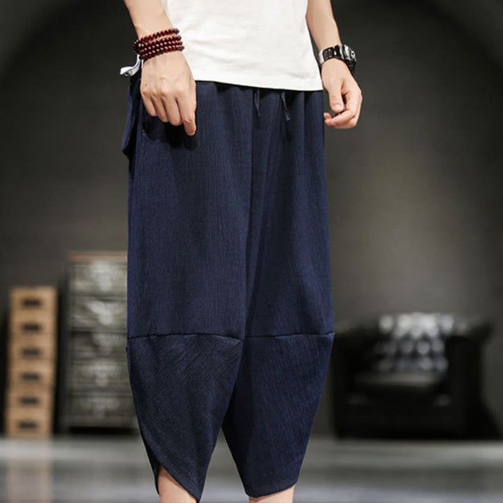 Pantaloni corti da uomo in cotone e lino con tasche Buddha Stones Summer Solid - image 24
