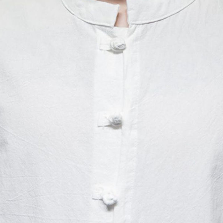 Camicia da uomo in cotone a mezza manica con motivo Buddha Stones, tinta unita - image 10