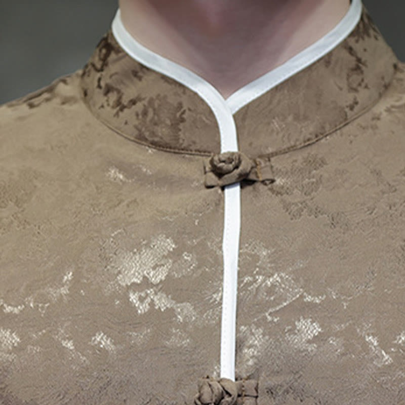 Camicia a maniche corte da uomo con stampa di bottoni e rana, stile cinese , Buddha Stones - image 13