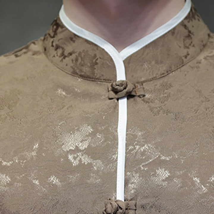Camicia a maniche corte da uomo con stampa di bottoni e rana, stile cinese , Buddha Stones - image 13