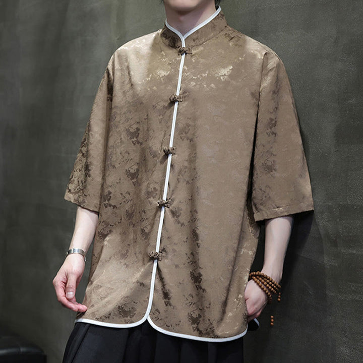 Camicia a maniche corte da uomo con stampa di bottoni e rana, stile cinese , Buddha Stones - image 12
