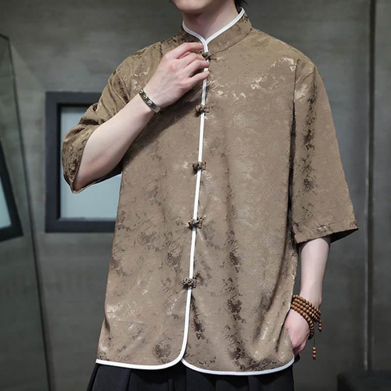 Camicia a maniche corte da uomo con stampa di bottoni e rana, stile cinese , Buddha Stones - image 17