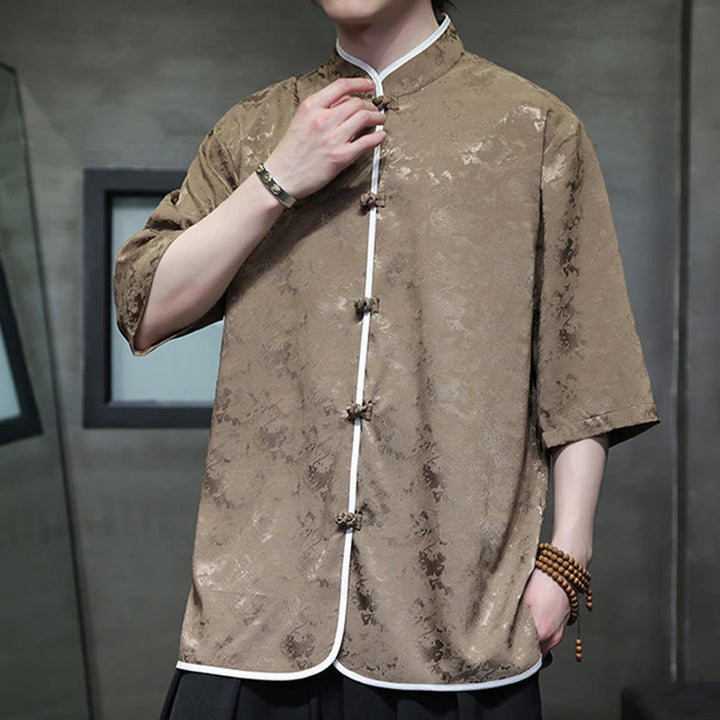 Camicia a maniche corte da uomo con stampa di bottoni e rana, stile cinese , Buddha Stones - image 17