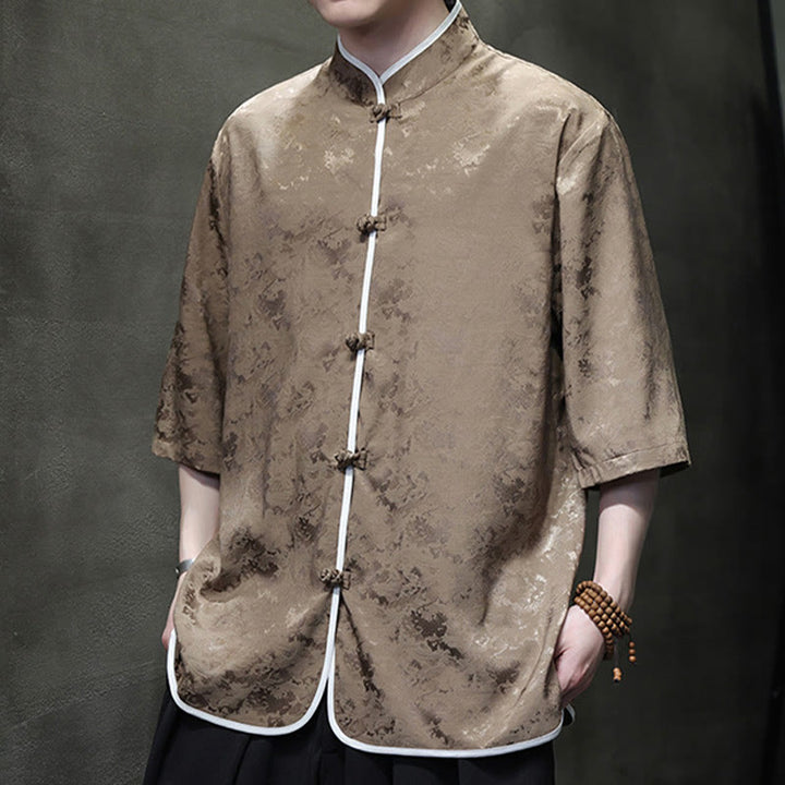 Camicia a maniche corte da uomo con stampa di bottoni e rana, stile cinese , Buddha Stones - image 18