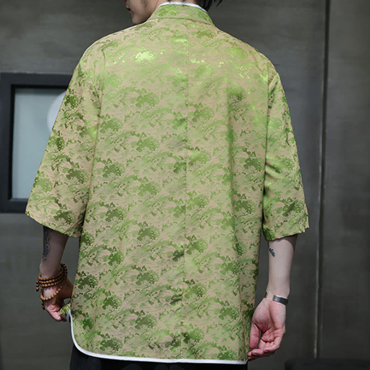 Camicia a maniche corte da uomo con stampa di bottoni e rana, stile cinese , Buddha Stones - image 21
