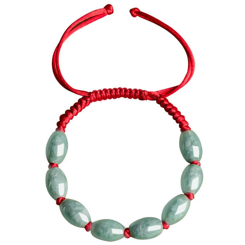 Braccialetto di corda rossa Buddha Stones giada portafortuna