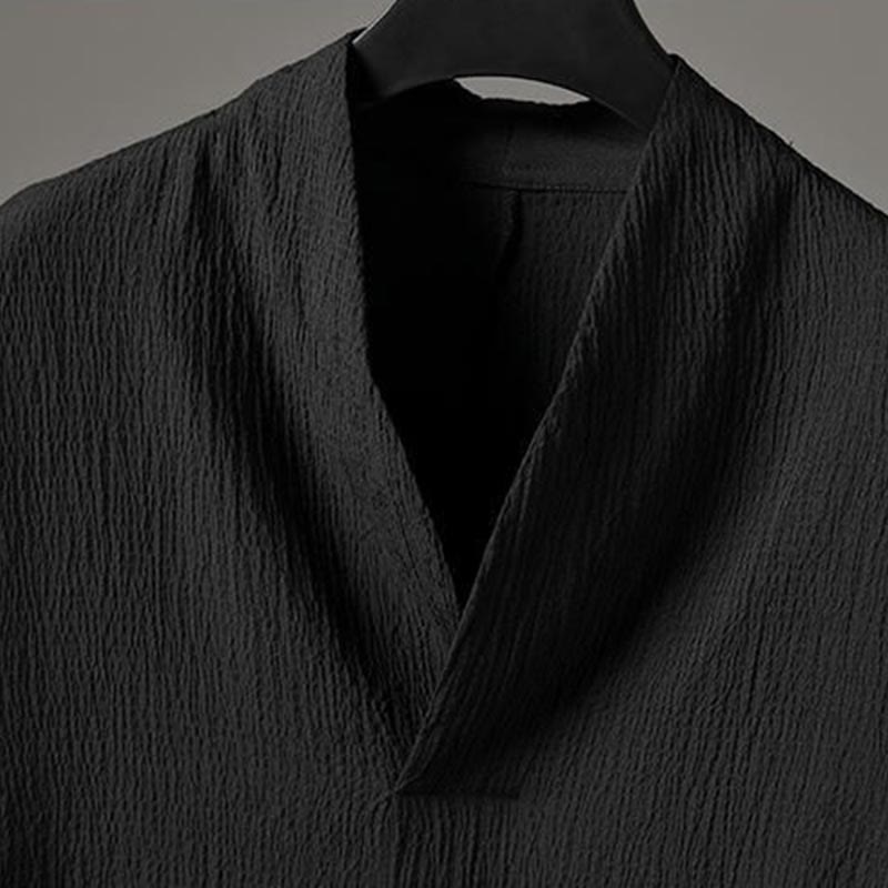 Set di pantaloni casual da uomo con scollo a V e maniche a tre quarti, tinta unita, motivo Buddha Stones - image 12