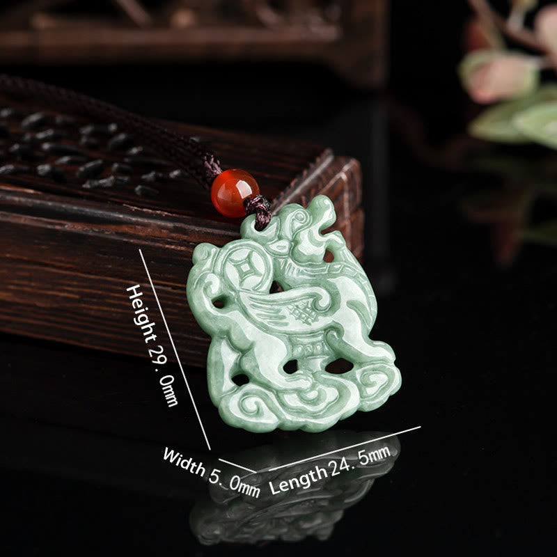 Collana con ciondolo in corda di giada PiXiu con Buddha Stones e fortuna - image 3