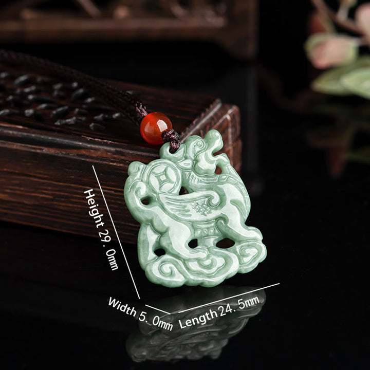 Collana con ciondolo in corda di giada PiXiu con Buddha Stones e fortuna - image 3