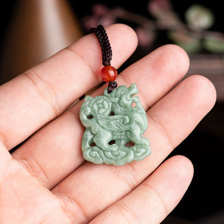 Collana con ciondolo in corda di giada PiXiu con Buddha Stones e fortuna - image 8