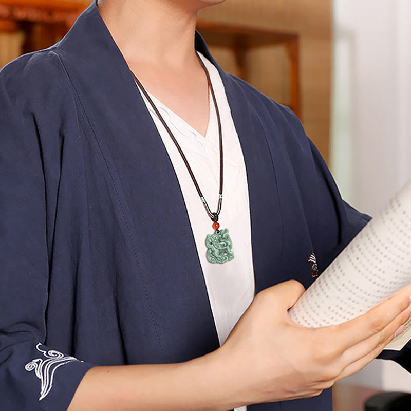 Collana con ciondolo in corda di giada PiXiu con Buddha Stones e fortuna - image 9