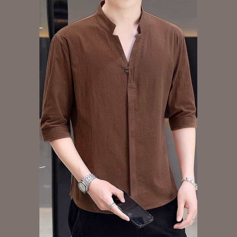 Camicia da uomo estiva Buddha Stones con maniche corte e bottoni in cotone - Perù - US/UK/AU48, EU58 (6XL)  - image 13