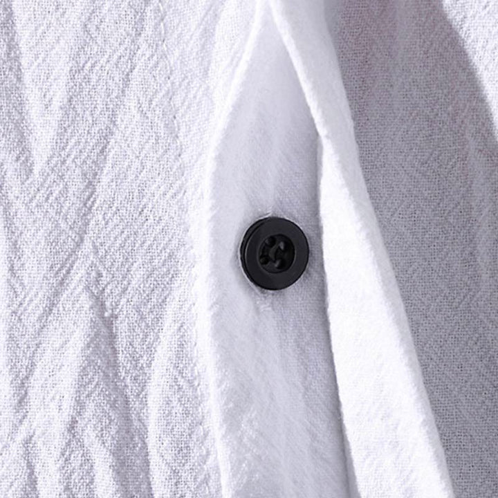 Camicia da uomo estiva Buddha Stones con maniche corte e bottoni in cotone - image 9