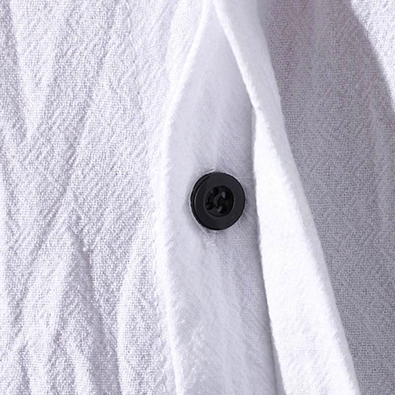 Camicia da uomo estiva Buddha Stones con maniche corte e bottoni in cotone - image 8