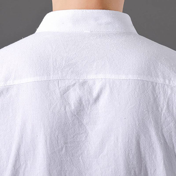 Camicia da uomo estiva Buddha Stones con maniche corte e bottoni in cotone - image 8