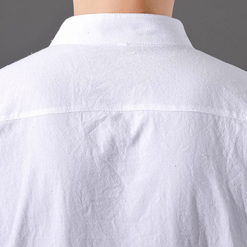 Camicia da uomo estiva Buddha Stones con maniche corte e bottoni in cotone - image 7
