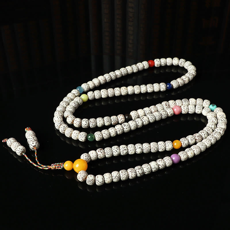Braccialetto della ricchezza in agata ambrata con semi di Bodhi tibetano e pietre Buddha Stones
