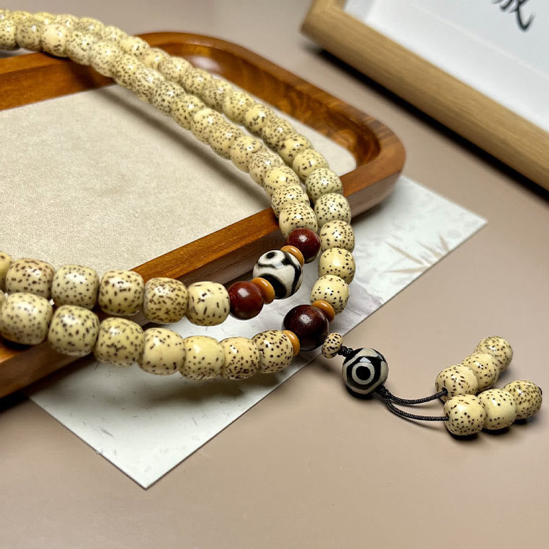 Buddha Stones 108 Mala Beads Bodhi Seed Dzi Bead Keep Away Evil Spirits Bracciale