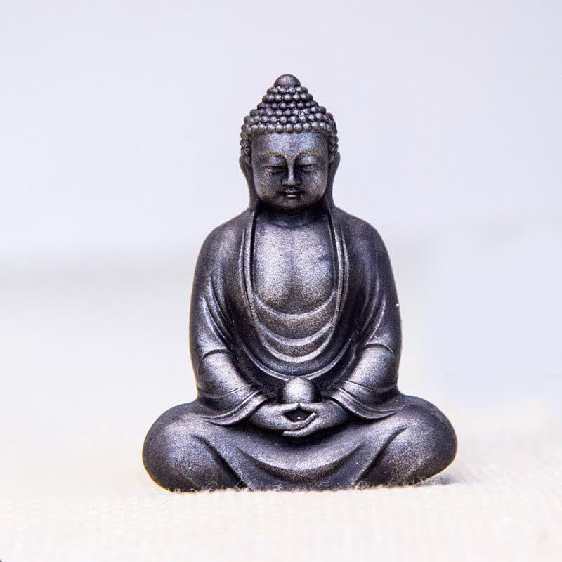 Buddha Stones Buddha tibetano in meditazione Statua in resina fusa ruggine polvere di ferro Decorazione della serenità