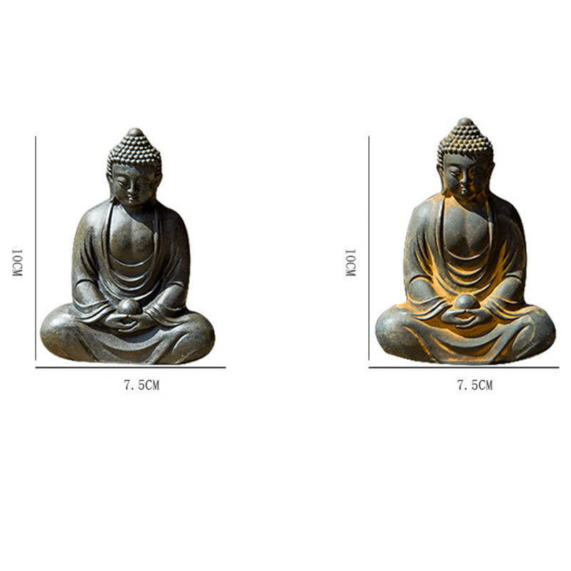 Buddha Stones Buddha tibetano in meditazione Statua in resina fusa ruggine polvere di ferro Decorazione della serenità - image 15