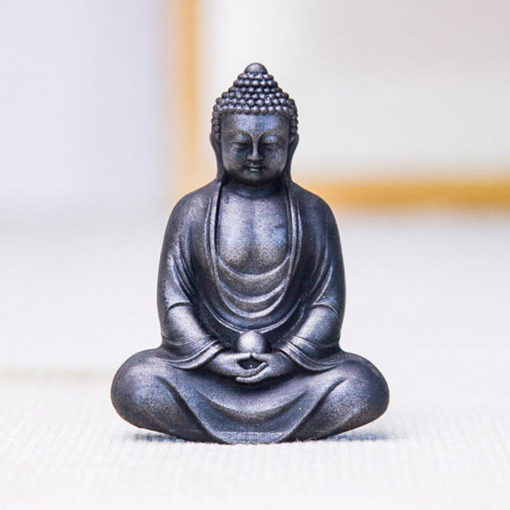 Buddha Stones Buddha tibetano in meditazione Statua in resina fusa ruggine polvere di ferro Decorazione della serenità - image 23