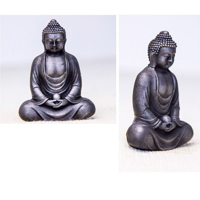 Buddha Stones Buddha tibetano in meditazione Statua in resina fusa ruggine polvere di ferro Decorazione della serenità