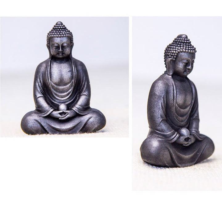 Buddha Stones Buddha tibetano in meditazione Statua in resina fusa ruggine polvere di ferro Decorazione della serenità